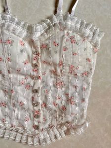 Floral Corset Top with Ruffles
