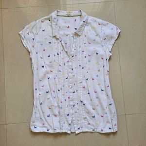 Cute Llama Print Button-Up Shirt