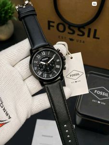 Fossil Black Leather Chronograph Watch