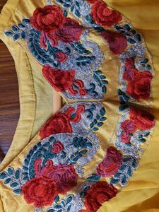 Yellow long Anarkali-style gown
