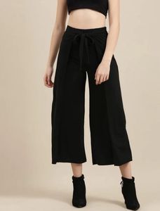 Chic Black Wide Leg Pants with Belt