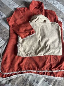 Rust Orange Kurta Set with Cream Bottom