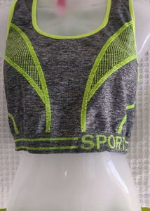 Gray Sports Bra with Neon Accents