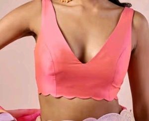Silk Padded Back Hook V Neck Blouse