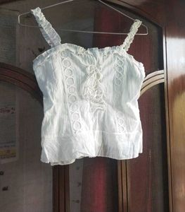 URBANIC White Lace Cotton Cami Top