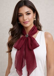 Chic Burgundy Scarf with Brooch Detail