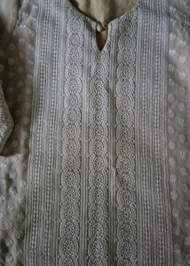Elegant butter yellow Chikankari Kurta with pants