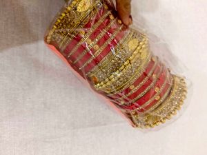 Elegant Red &amp; Gold Bridal Bangles Set