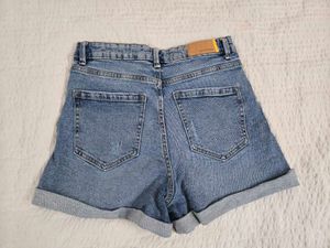 stradivarius High Waisted Denim Shorts waist 30