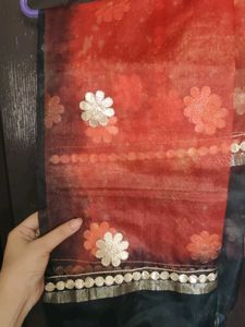 Orange &amp; Black Dupatta
