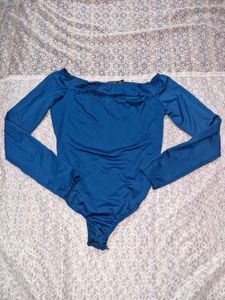 Elegant Blue Long Sleeve Bodysuit