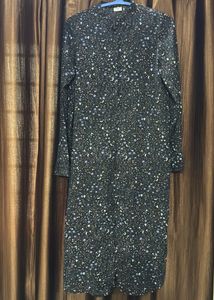 Black Floral Print Button-Up Long Shirt