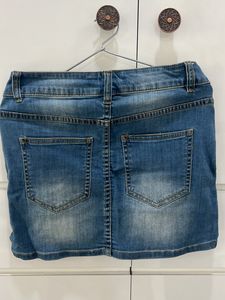 Rugged Two Shade Blue Denim Skirt