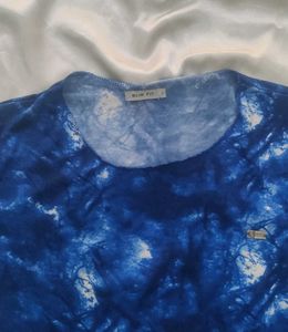 Men's Blue Tie-Dye Long Sleeve T-Shirt