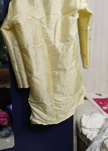 Men's Yellow Silk Kurta