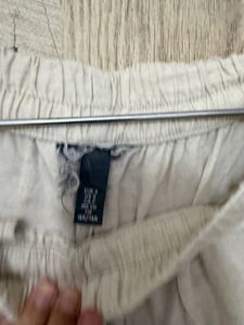 Cream Wide Leg Linen Pants