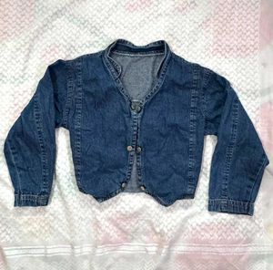 Blue Denim Cropped Jacket
