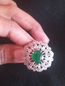 Elegant Emerald & CZ Cocktail Ring