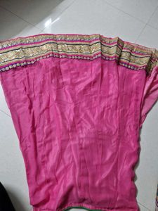 Stunning unstitched Pink &amp; Green Lehenga Choli Set