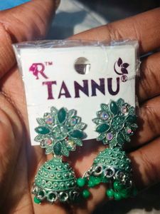 Green Jhumka Earrings