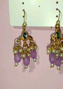 Purple Beaded Dangle Earrings