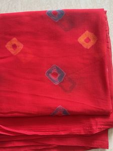 Red bandhani Dupatta with Tassels