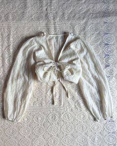 Cream Balloon Sleeve Top