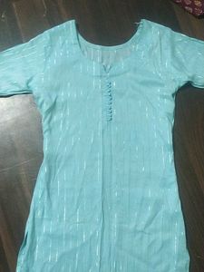 Blue Kurta with Silver Stripes