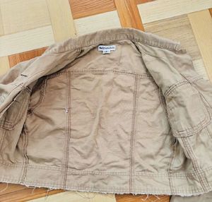 Cropped Tan Denim Jacket