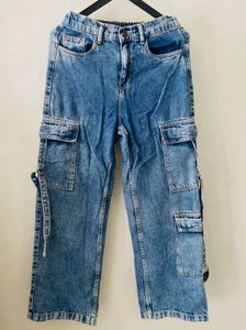 Trendy Blue Cargo Jeans