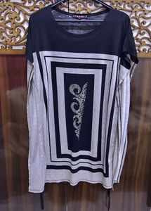 Stylish Black &amp; Grey Embellished Tunic