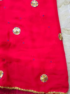 Beautiful Red georgette saree Like New