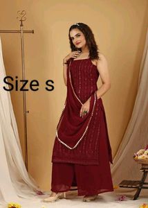 Elegant Maroon Palazzo Suit Set 3pc size s