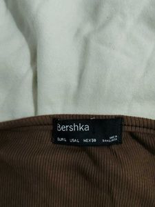 Brown Long Sleeve Cropped Top