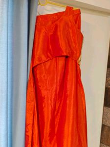 Stunning Orange Embroidered Lehenga Choli