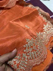 Rust Orange Pure Silk Saree