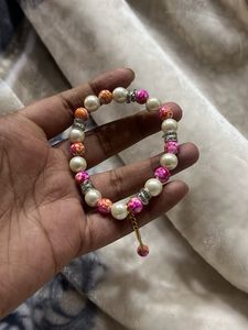 pink Beaded Bracelet with Charm