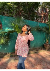 Pink Elephant Print Kurta