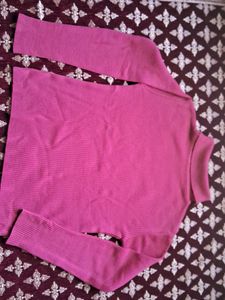 Ribbed Pink Turtleneck Sweater