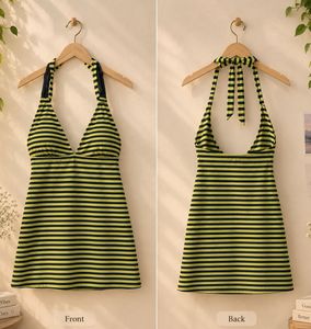Lime Green &amp; Black Stripe Dress – Chic Party &amp; Cas