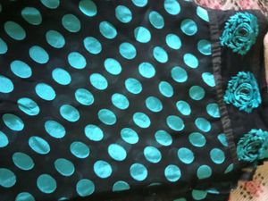 Black &amp; Teal Polka Dot Saree