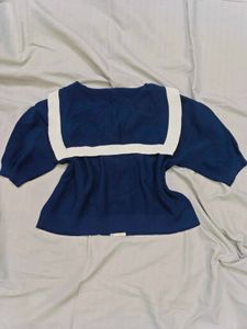 Navy Blue Crop Korean top