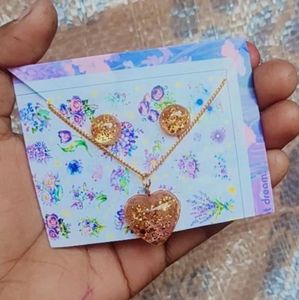Heart Pendant Necklace & Earrings Set