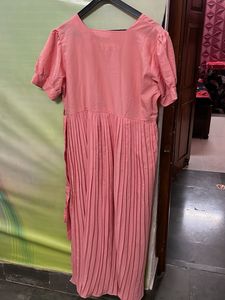 Pink Pleated Midi Dress