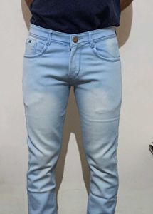 Unisex Light Blue Slim Fit Denim Jeans (Waist 30)