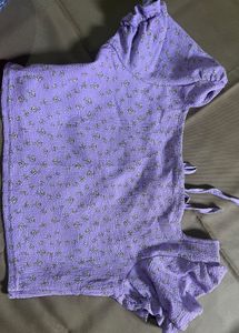 Cute Purple Floral Crop Top