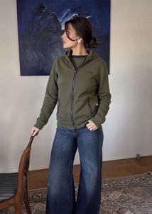 Y2K Olive Green Zip-Up Hoodie
