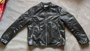 Black Faux Leather Biker Jacket 152CM