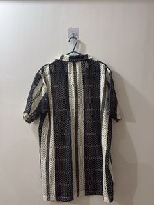 Striped Mesh Short Sleeve Shirt