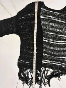 Black Crochet Fringe Cardigan